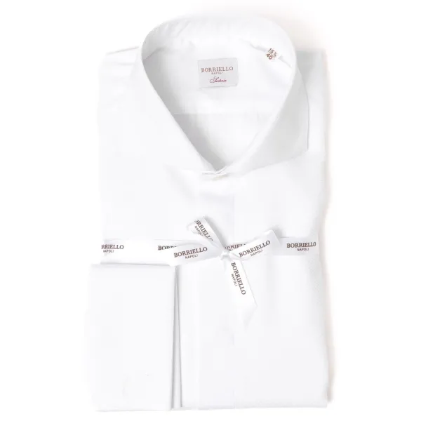 Borriello Tuxedo Shirt "Sartorial-Piquet" Made Of Cotton Poplin From Thomas Maso