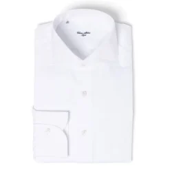 Cesare Attolini White Pure Egyptian Cotton Shirt From Alumo - Collo Tom