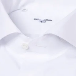 Cesare Attolini White Pure Egyptian Cotton Shirt From Alumo - Collo Tom