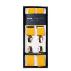Albert Thurston Yellow Elastic Pants Straps "X Back Gold" With Clips